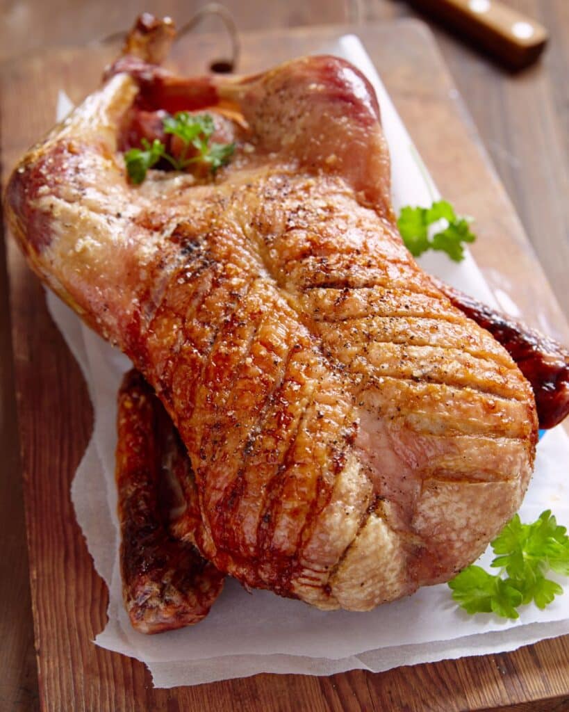 Duck cooked in crock pot getting ready for serving
