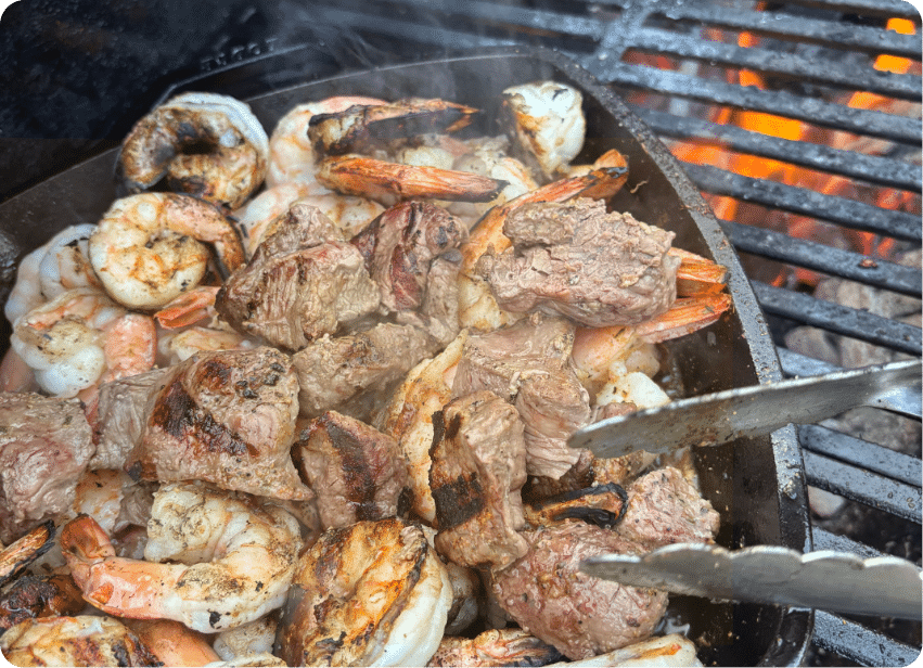 Ellsworth Crossing Charcoal-Grilled Tenderloin Tips & Tail-On Shrimp Banner