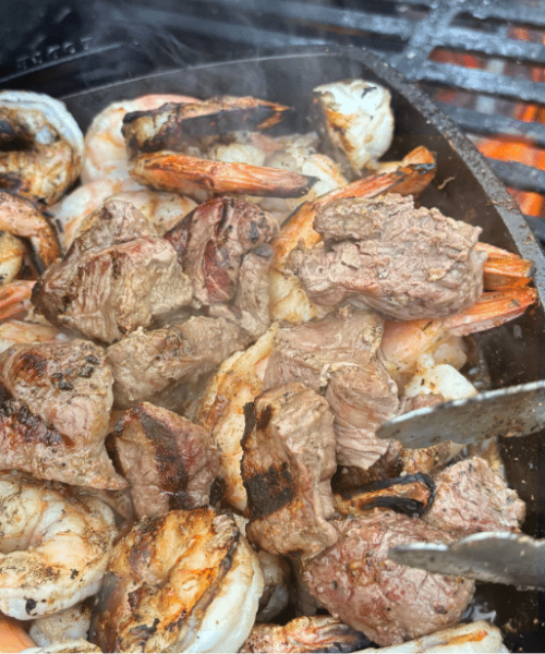 Ellsworth Crossing Charcoal-Grilled Tenderloin Tips & Tail-On Shrimp Banner